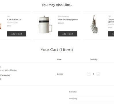 Cart page upsell add-on screenshot