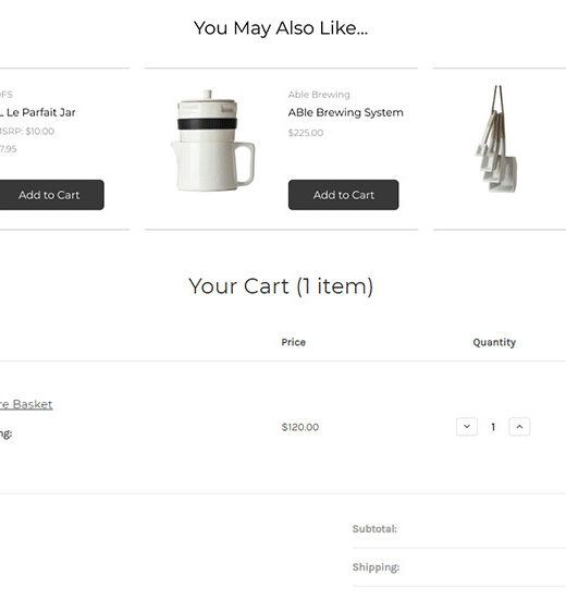 Cart page upsell add-on screenshot