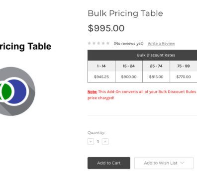 bulk discount table add-on screenshot