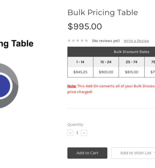 bulk discount table add-on screenshot