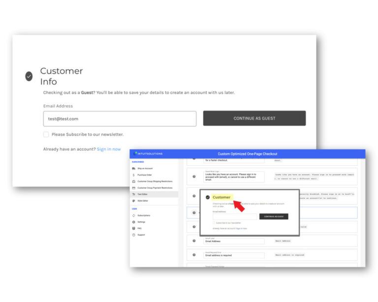 BigCommerce Checkout Text Editor screenshot