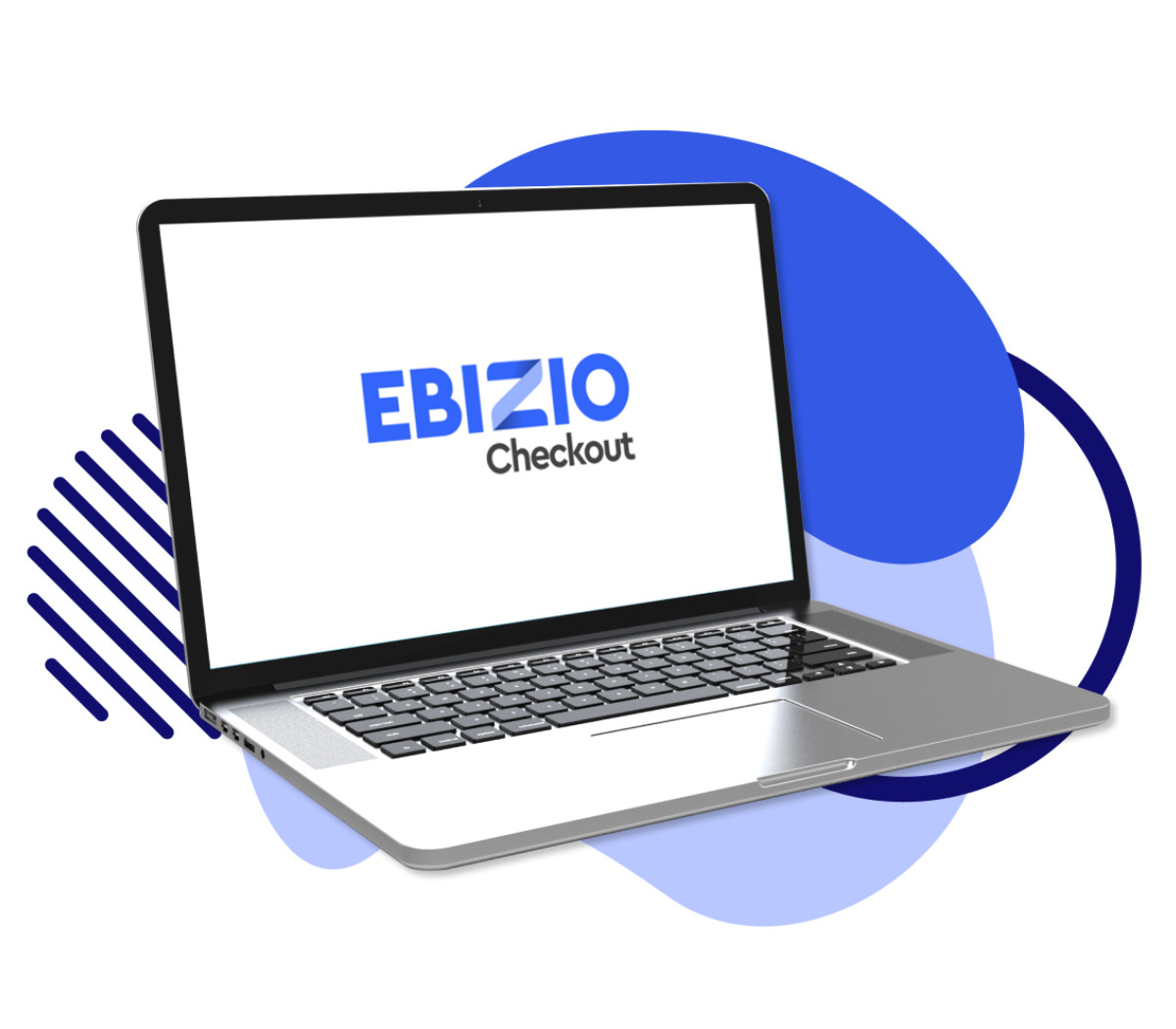 Ebizio Checkout logo on laptop mockup