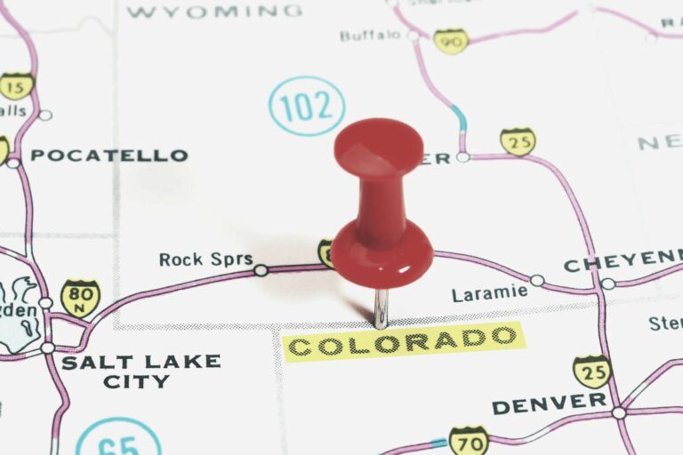 Map of Colorado with Red Pin on "Colorado"