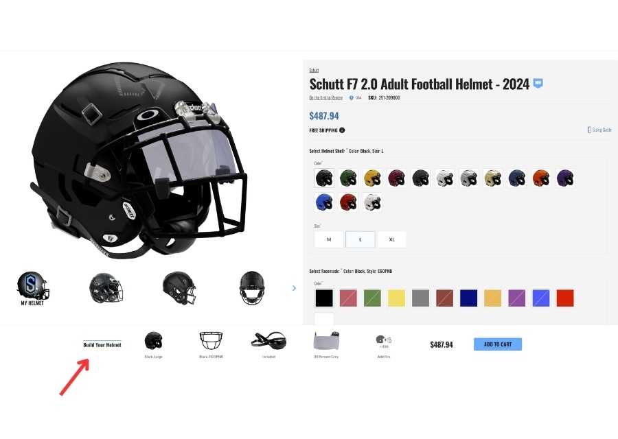 Helmet builder feature for SportsUnlimitedInc.com