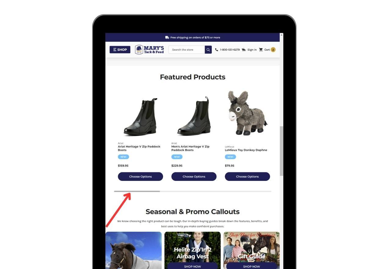 Mary's Tack Featured Product Slider - BigCommerce User Experience