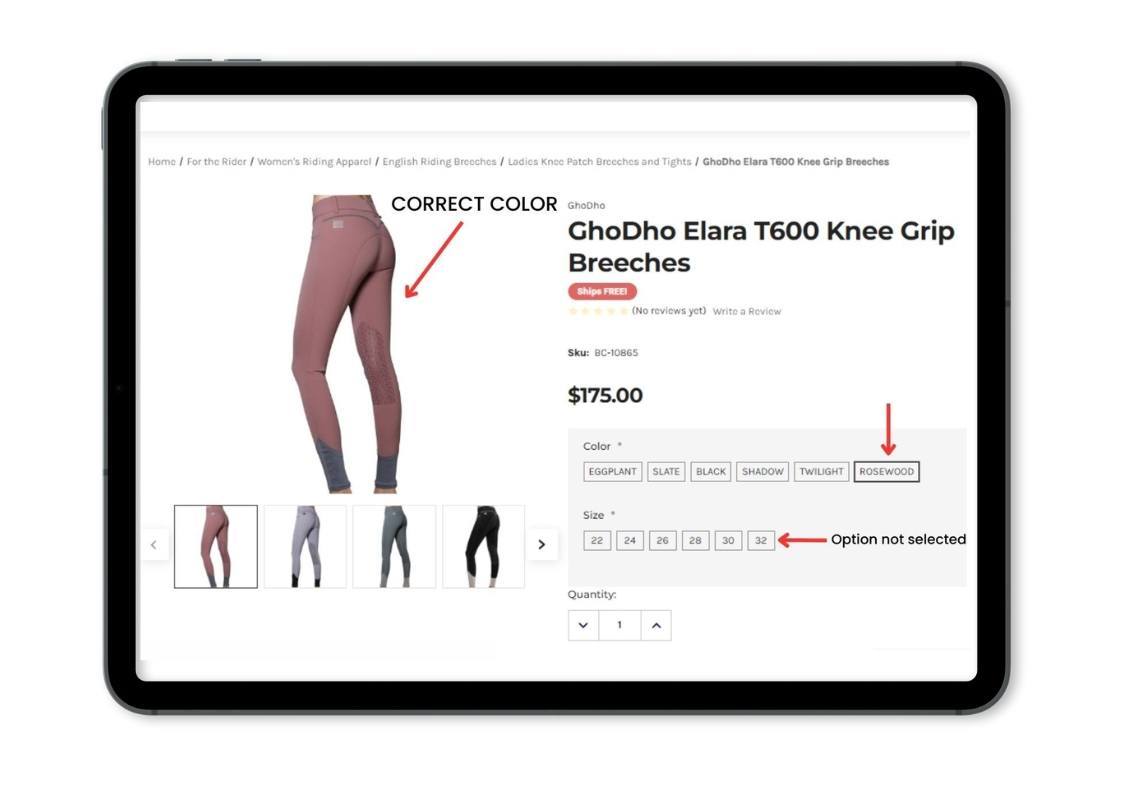 Mary's Tack Required Product Option Variants - Custom BigCommerce Development