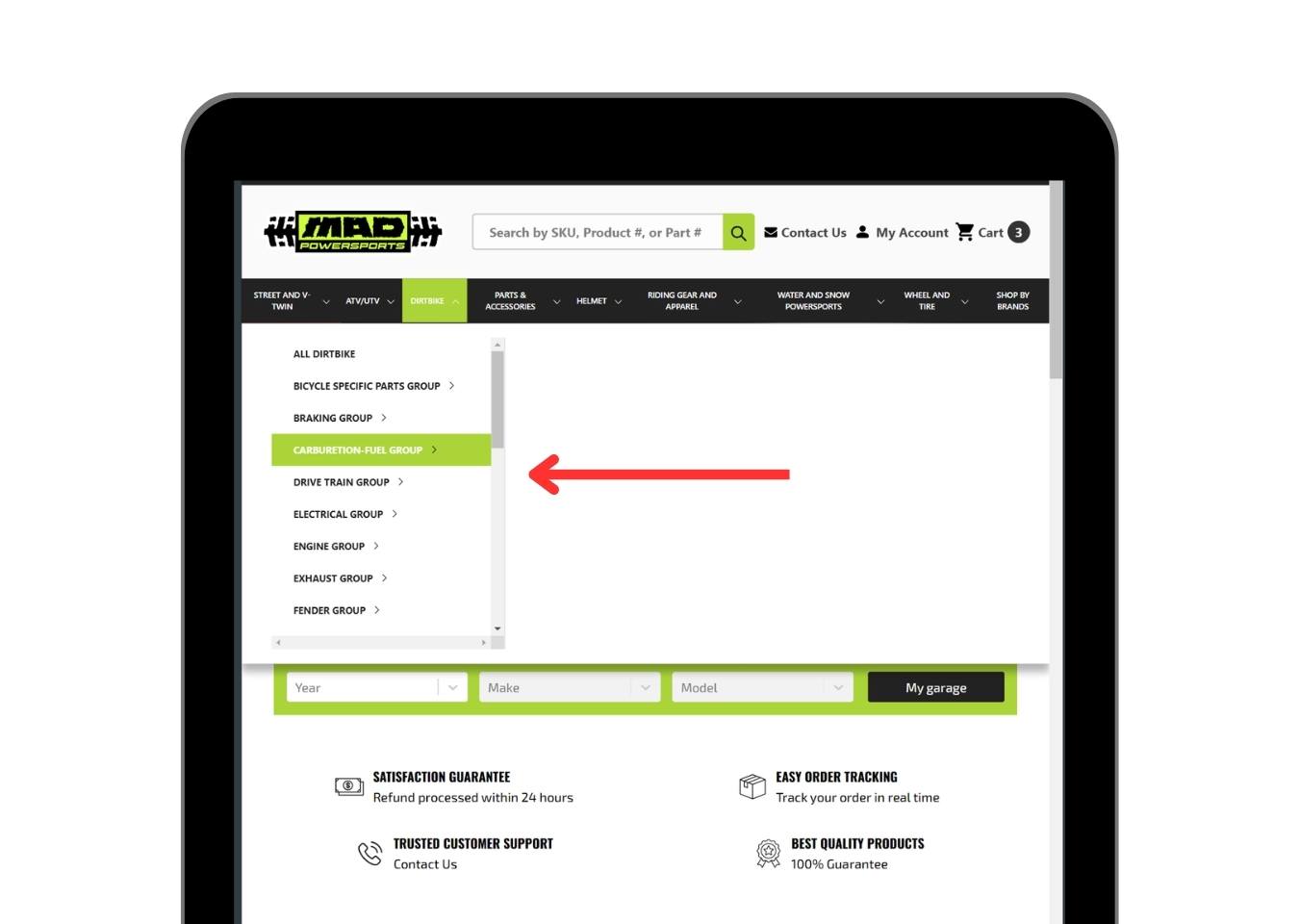 BigCommerce Menu Design - MadPowerSports.com