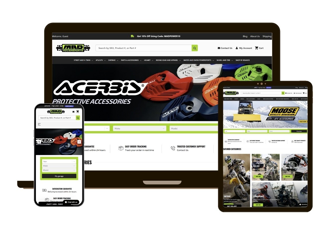 Device mockup for Madpowersports.com - Homepage - BigCommerce Design